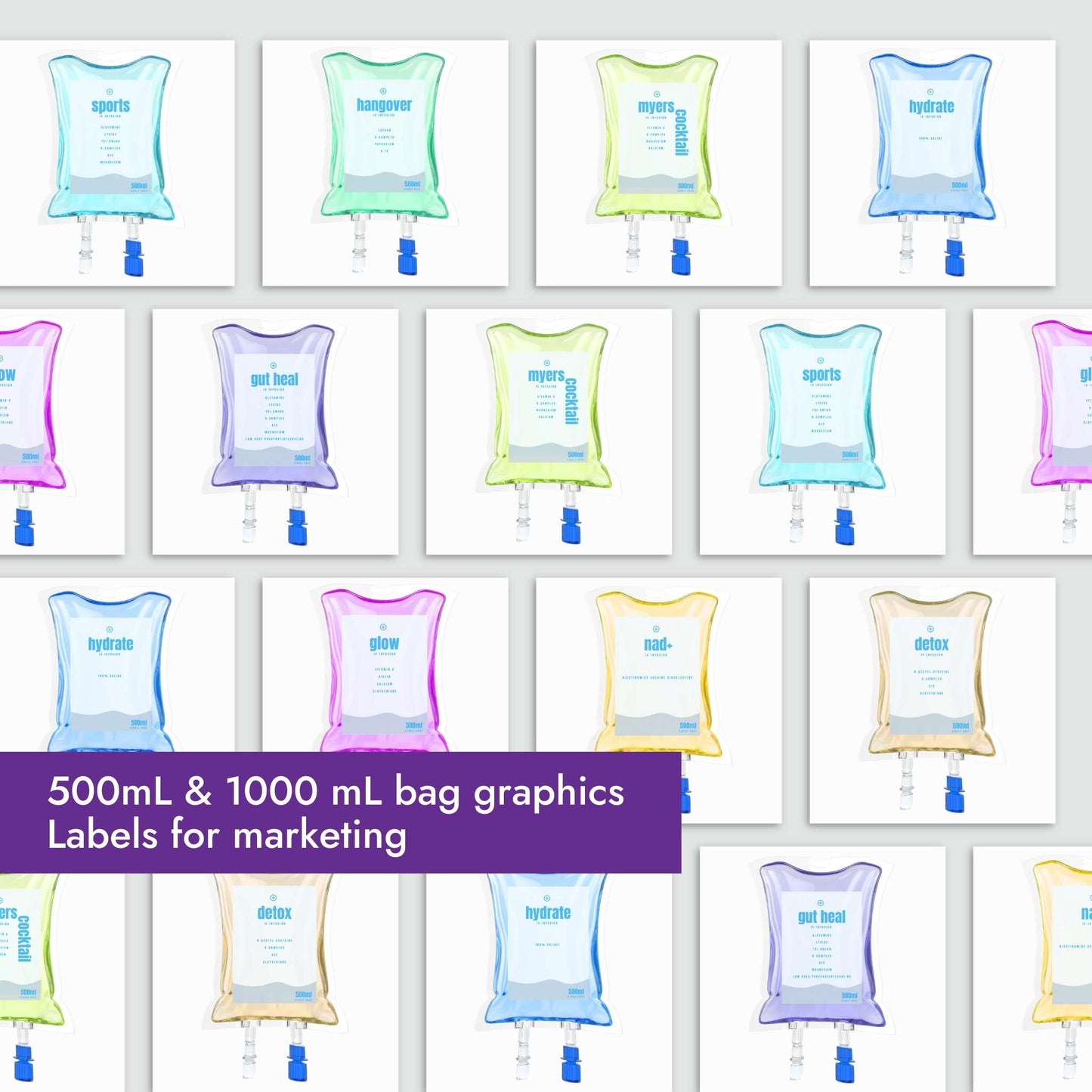 Customizable IV Hydration Bag Labels