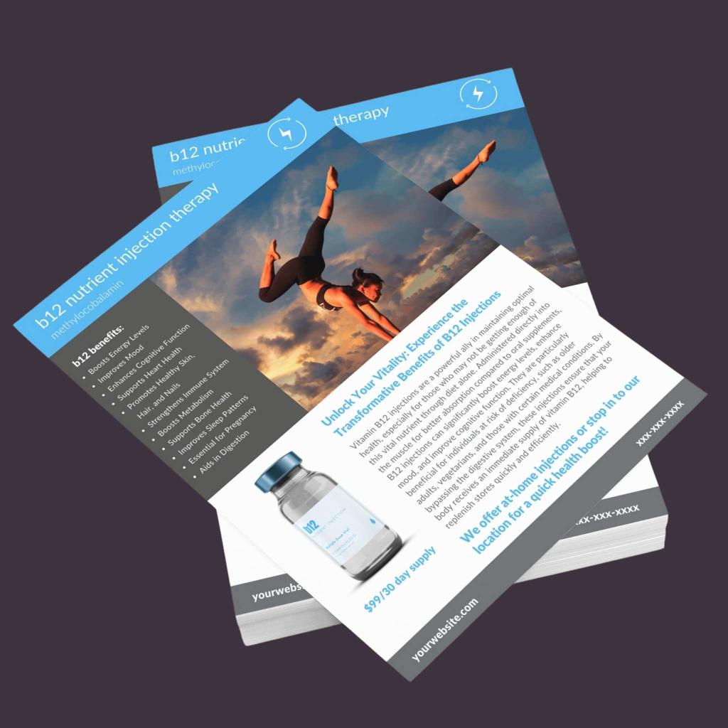 b12 Vitamin Injection Marketing Flyer | MedSpa Marketing Shop b12 Vitamin Injection Marketing Flyer | MedSpa Marketing Shop