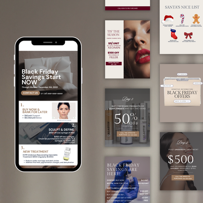 Medspa Holiday Promo Template Bundle Editable Canva Templates + Guide