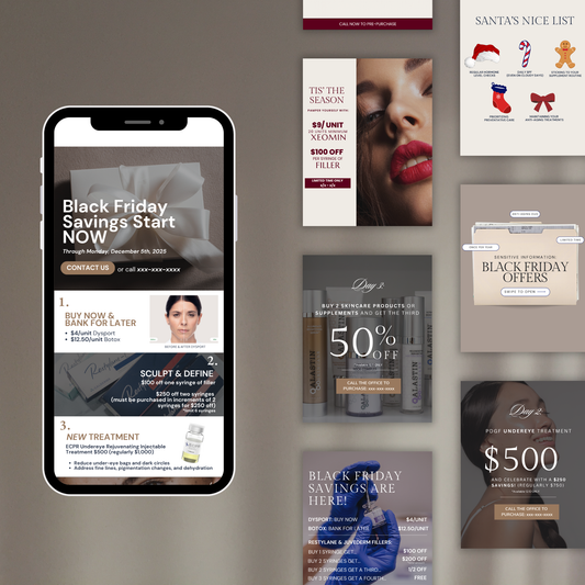 Medspa Holiday Promo Template Bundle Editable Canva Templates + Guide