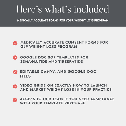 GLP-1 Weight Loss Consent Forms and SOPs | Medspa Marketing Shop MedSpa Marketing Shop GLP-1 Weight Loss Consent Forms and SOPs | Medspa Marketing Shop MedSpa Marketing Shop