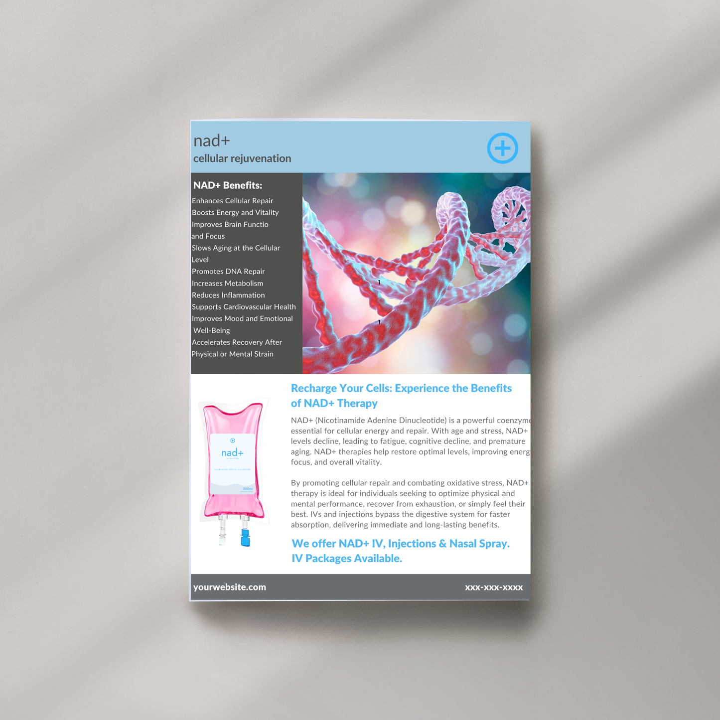 NAD + IV Drip Therapy Marketing Flyer