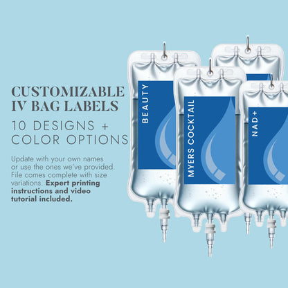 Iv Pouch Text Customizable IV Bag Labels | MedSpa Marketing Shop