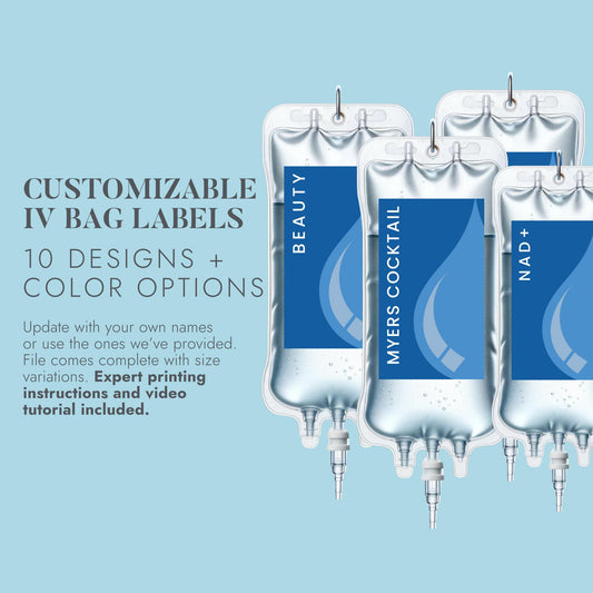 Customizable IV Hydration Bag Labels