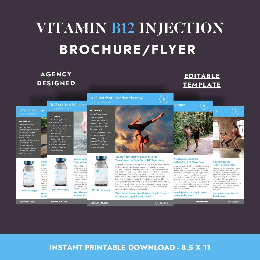 b12 Vitamin Injection Marketing Flyer | MedSpa Marketing Shop