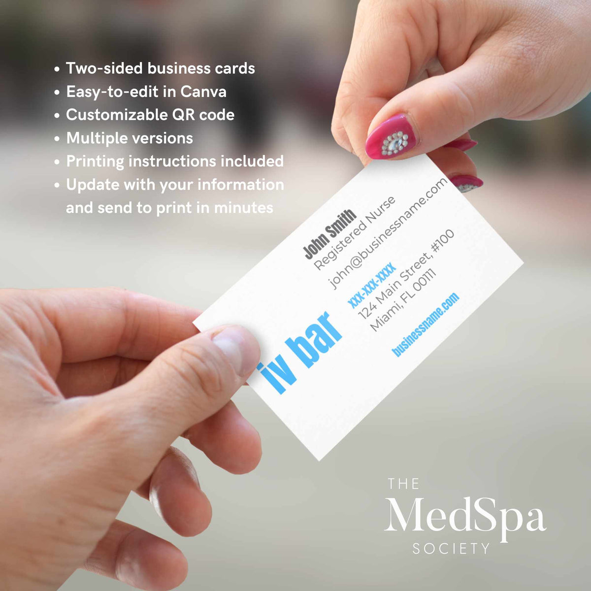 IV Hydration Business Card Template | MedSpa Marketing Shop