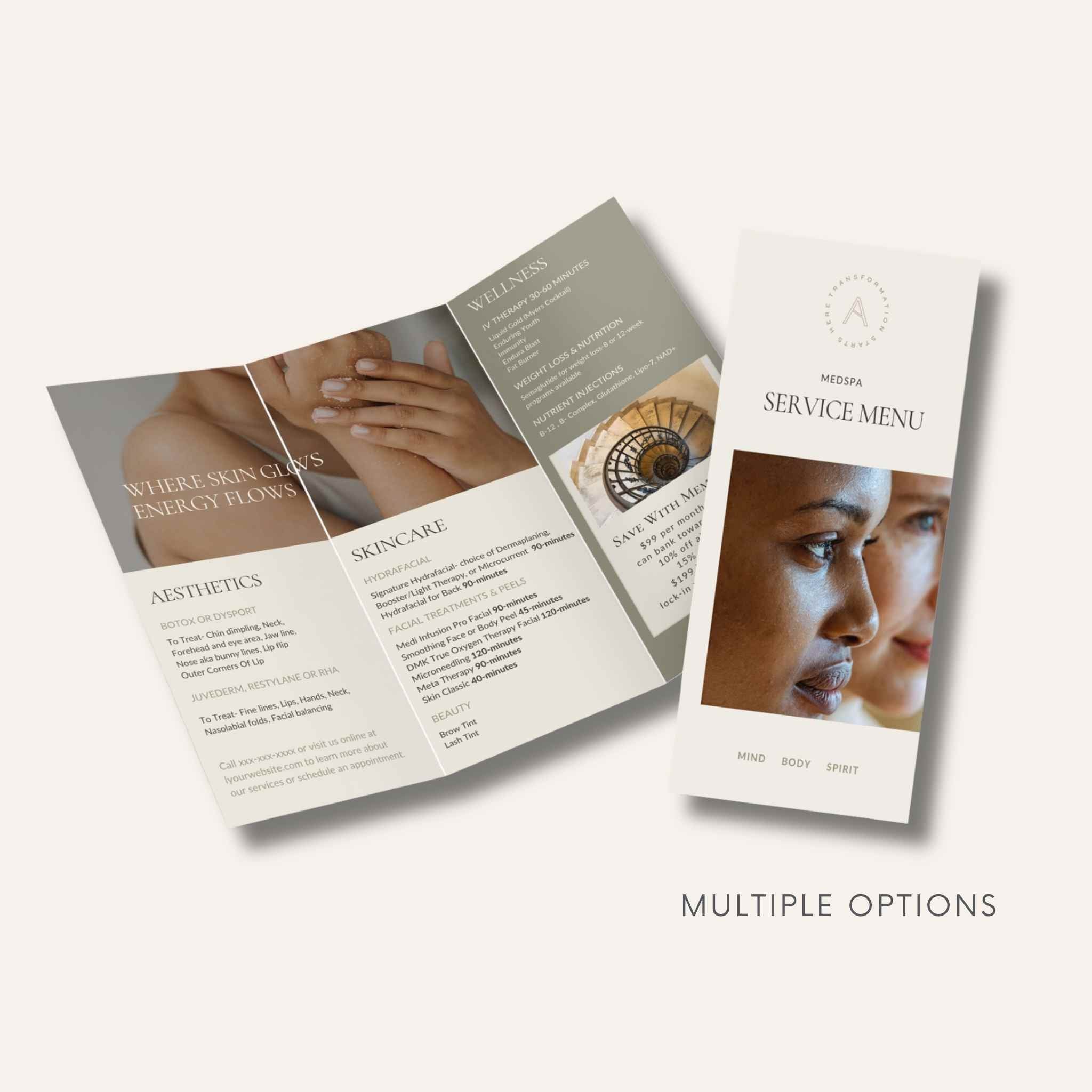 Medspa Menu & Brochure Template MedSpa Marketing Shop